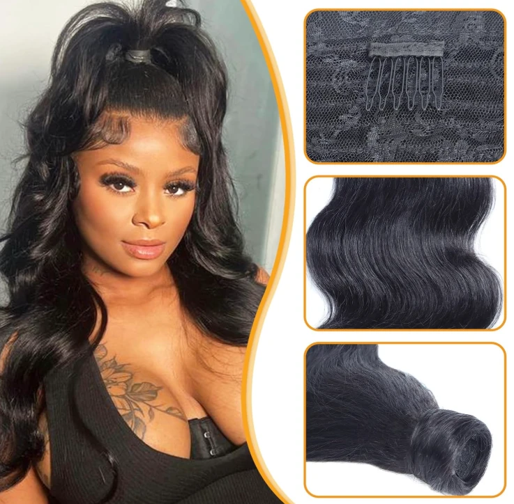 100% Human Hair Body Wave Ponytail Extension - photo 5