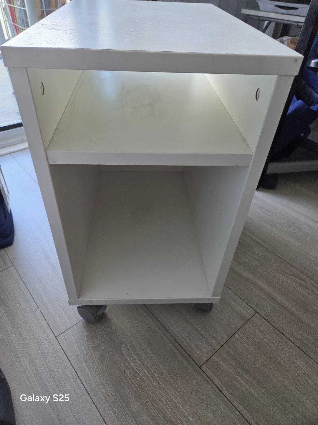 White rolling storage cabinet