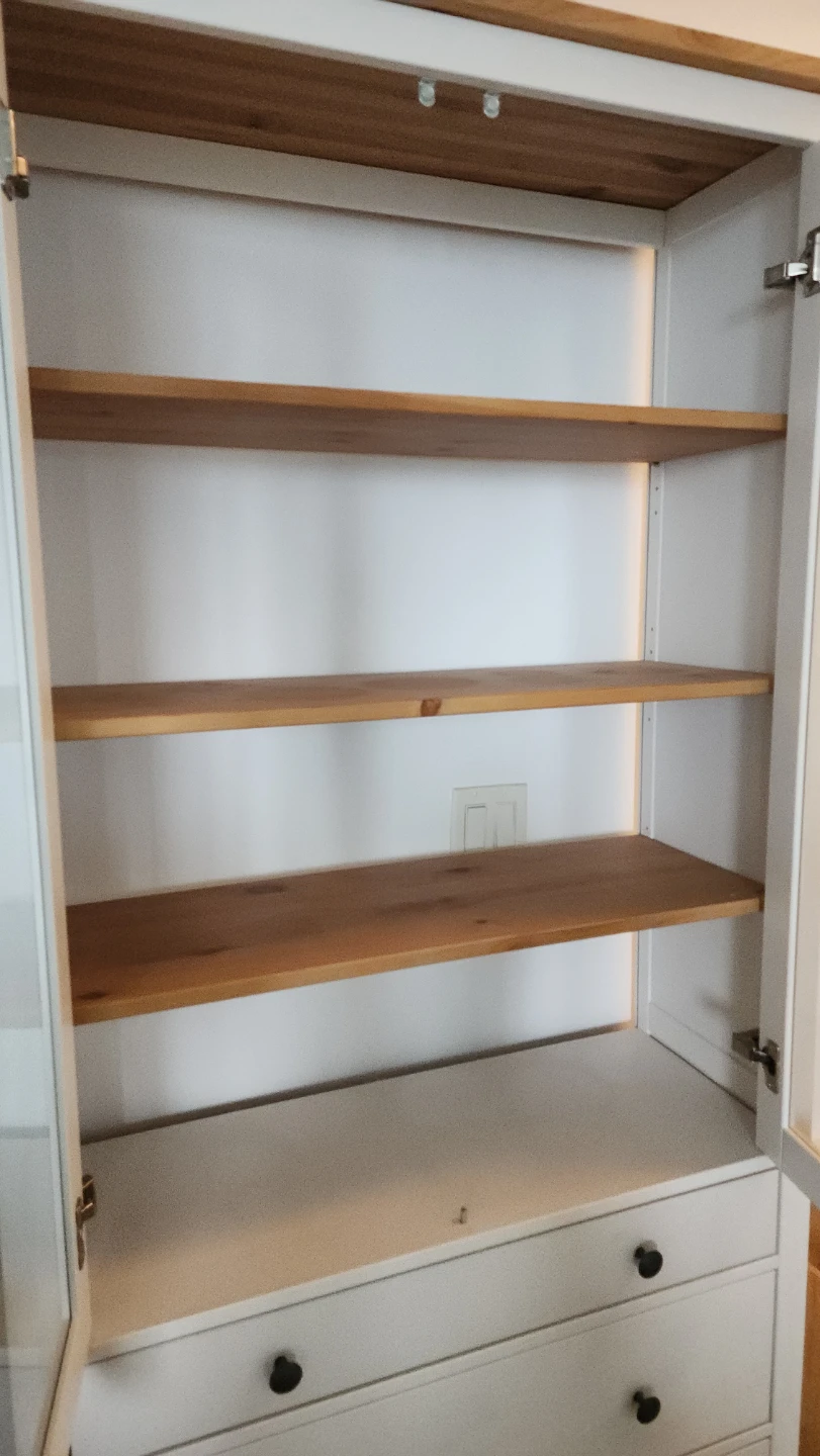 IKEA HEMNES Glass Door Cabinet with 3 Drawers – White And Wood - photo 4