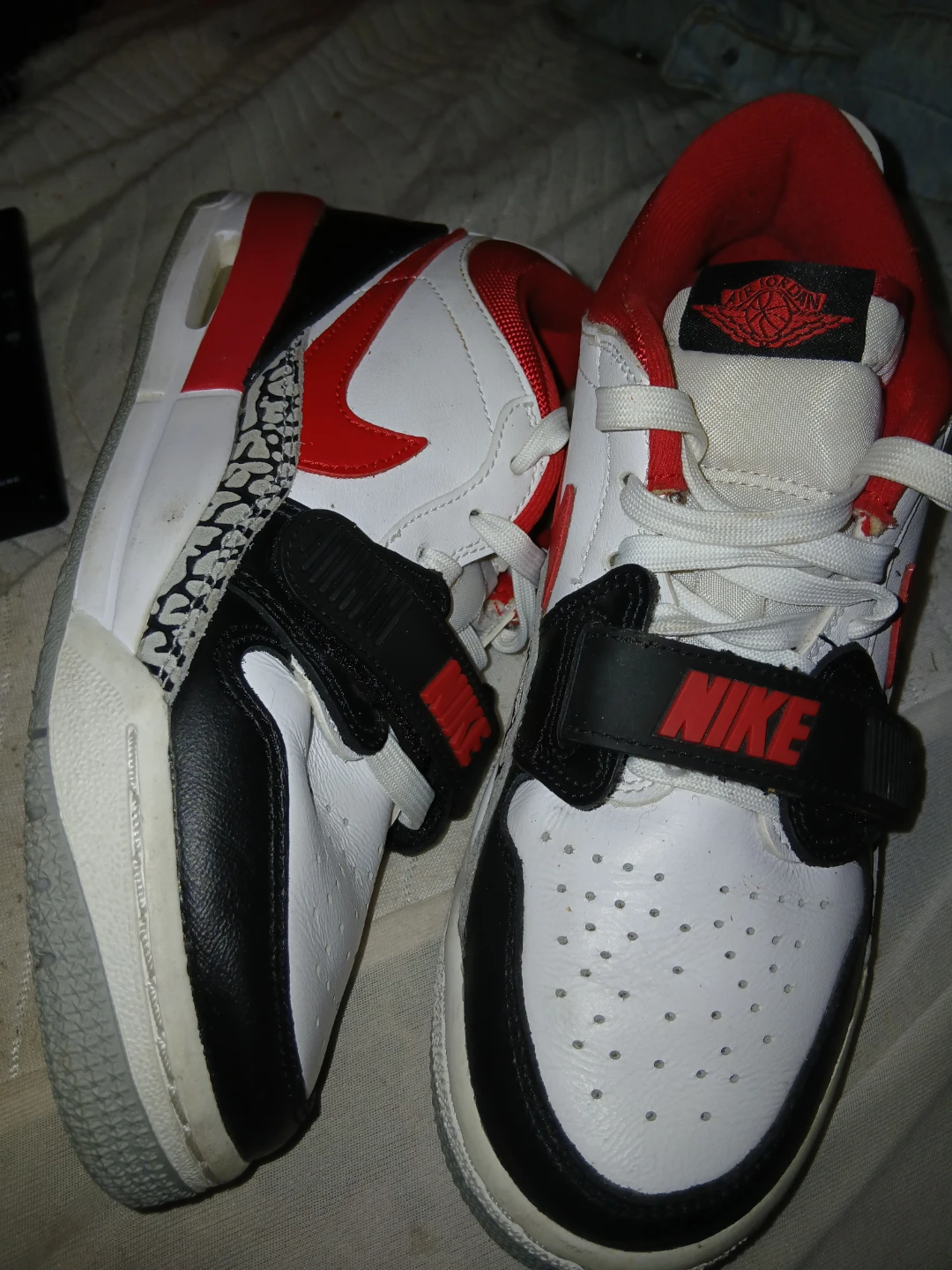 Jordan Air Sneakers - White/Red/Black - Size 5.5Y
