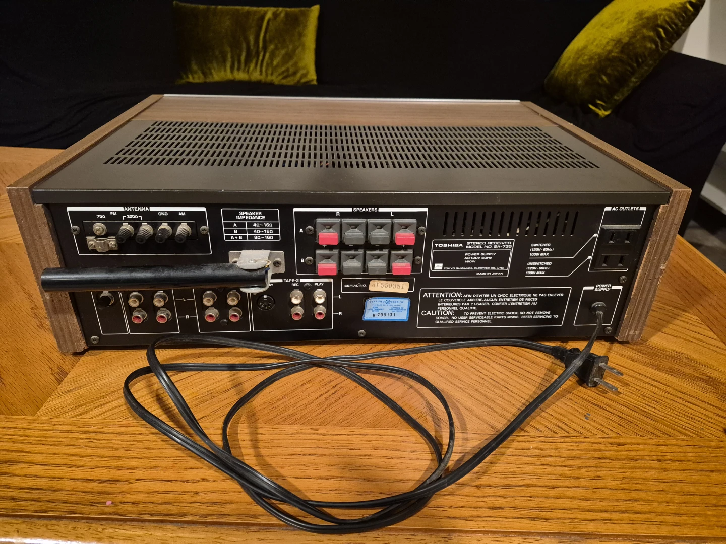 Toshiba Stereo Receiver Model SA-735 - photo 5