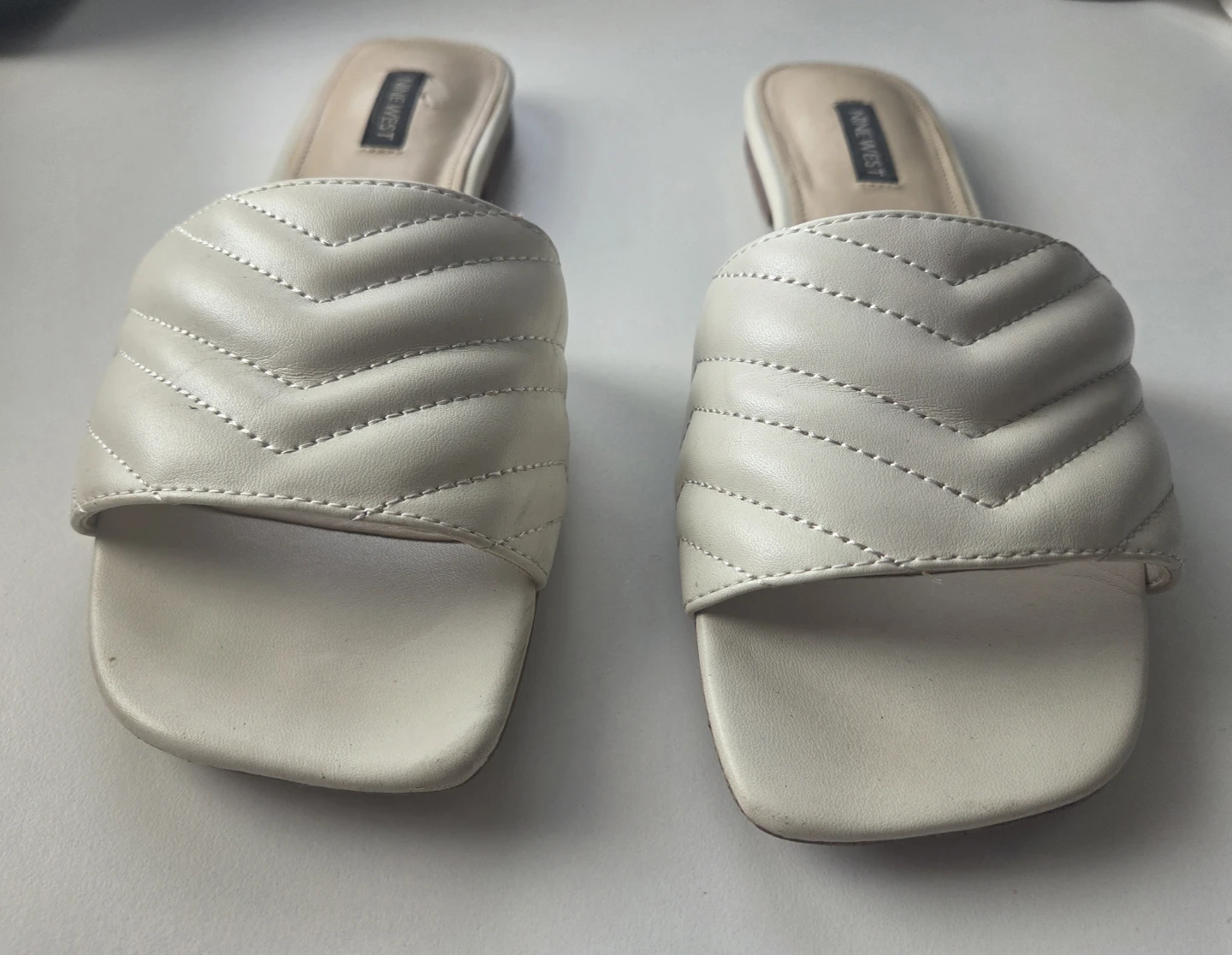Nine West White Quilted Slide Sandals - photo 2