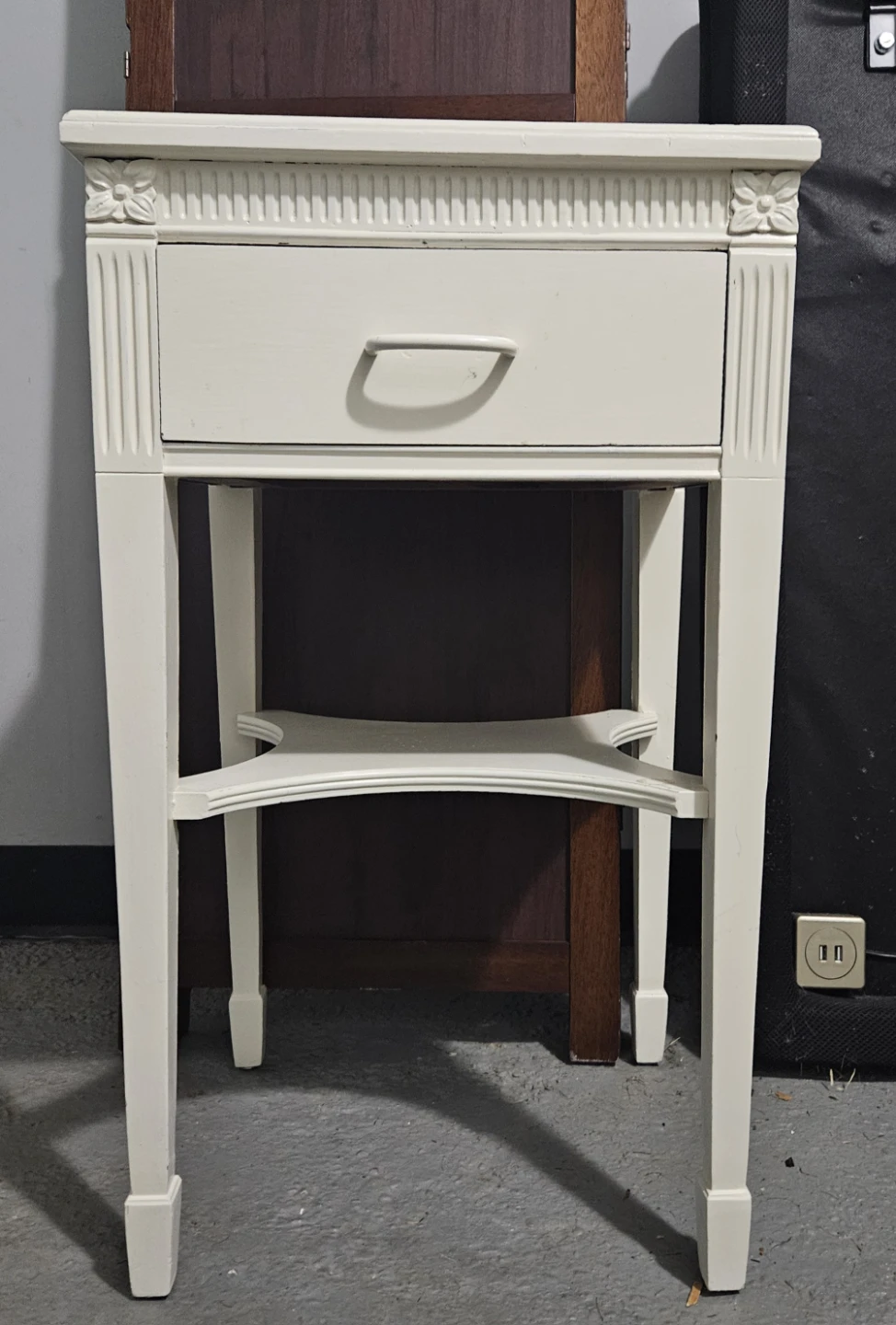 Cream Nightstand with Drawer