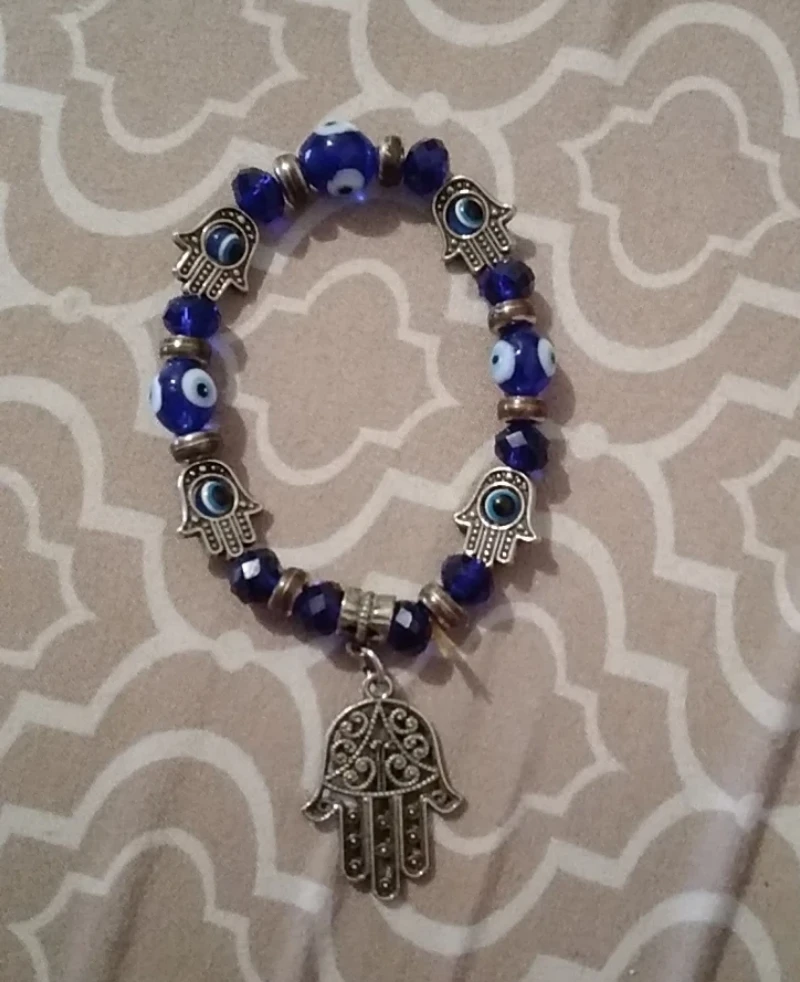 Beaded Bracelet with Evil Eye and Hamsa Charm - photo 2