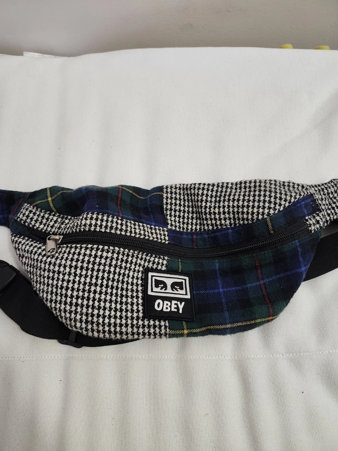 OBEY Plaid & Houndstooth Patchwork Fanny Pack