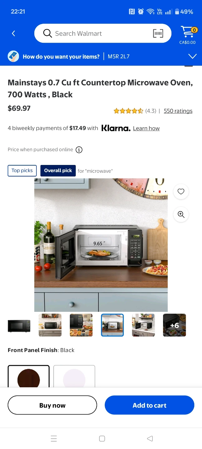 Mainstays 0.7 Cu Ft Countertop Microwave Oven, 700 Watts, Black - photo 2