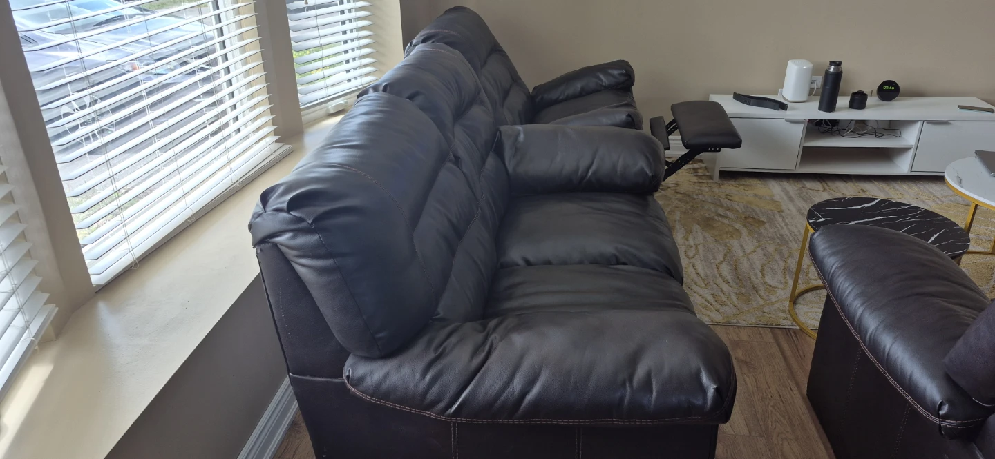 Brown Leather Loveseat and Recliner Set
