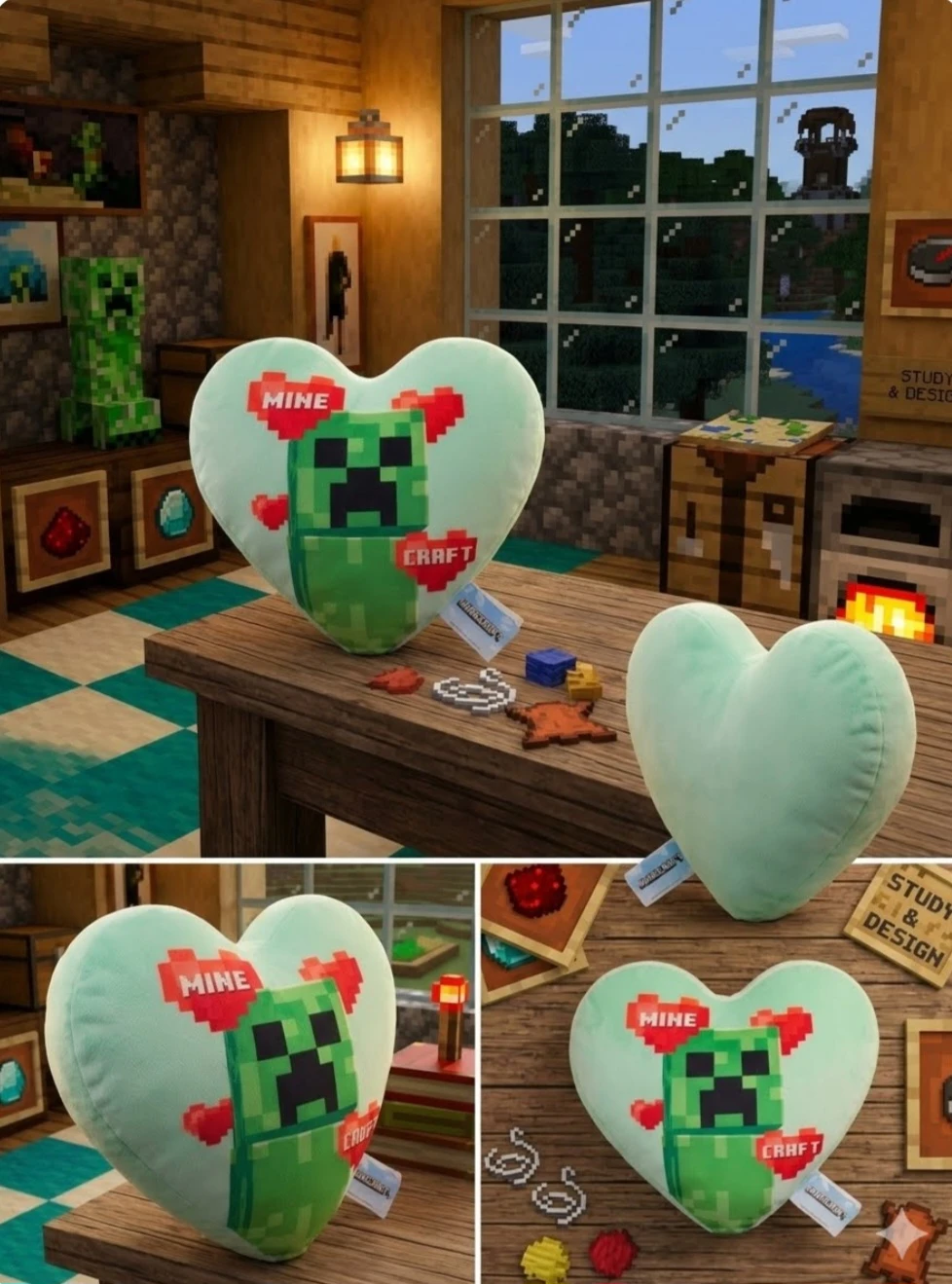 New Minecraft Creeper Heart Plush Pillow - photo 3