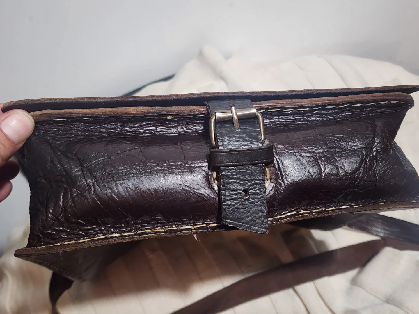 Dark Brown Leather Messenger Bag - photo 3