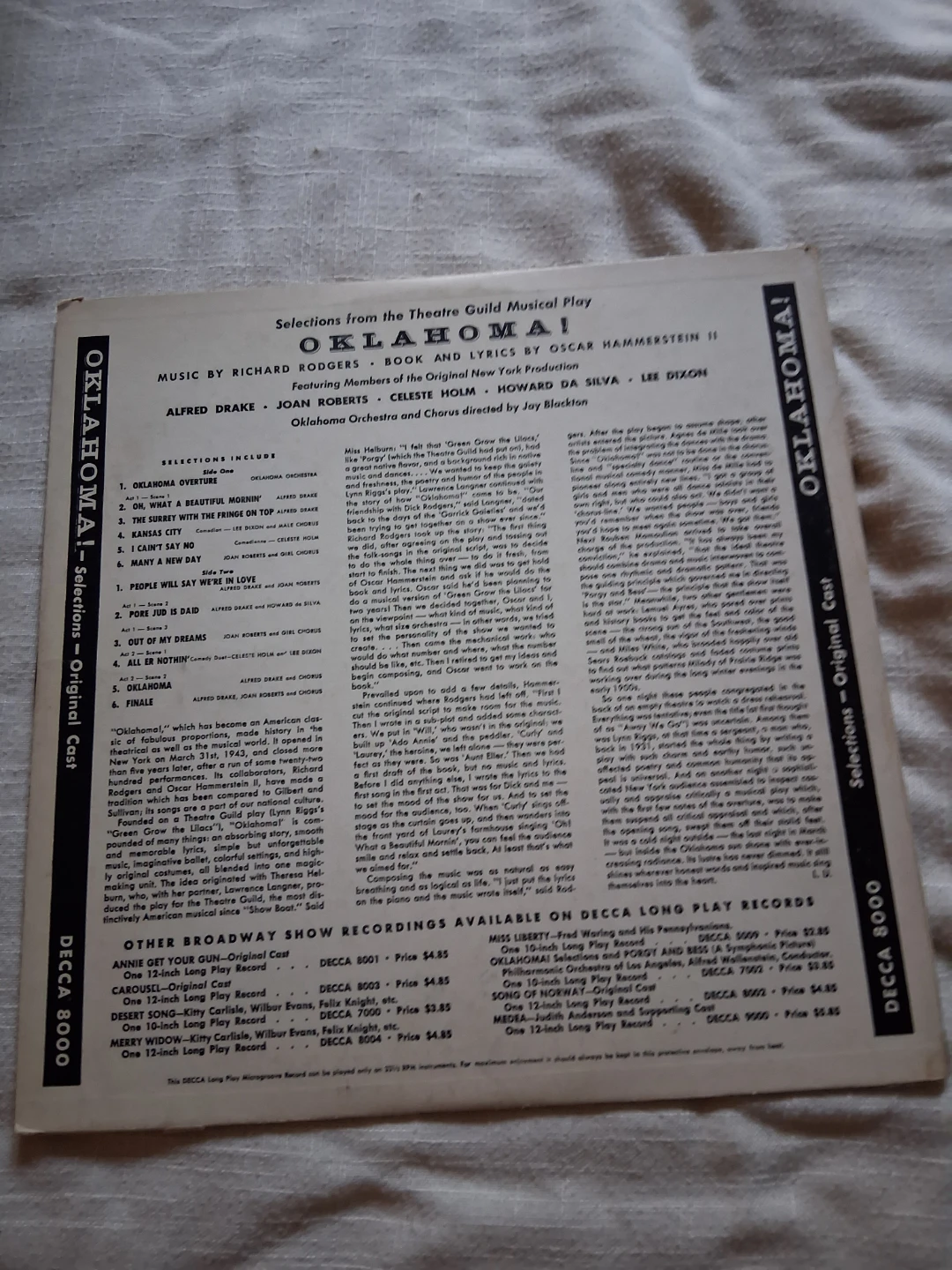 Oklahoma! Original Broadway Cast Vinyl LP Decca Records - photo 2