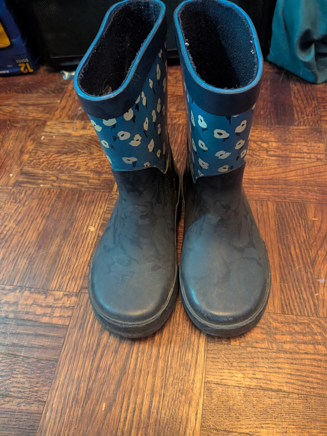 Joules Blue Floral Rain Boots