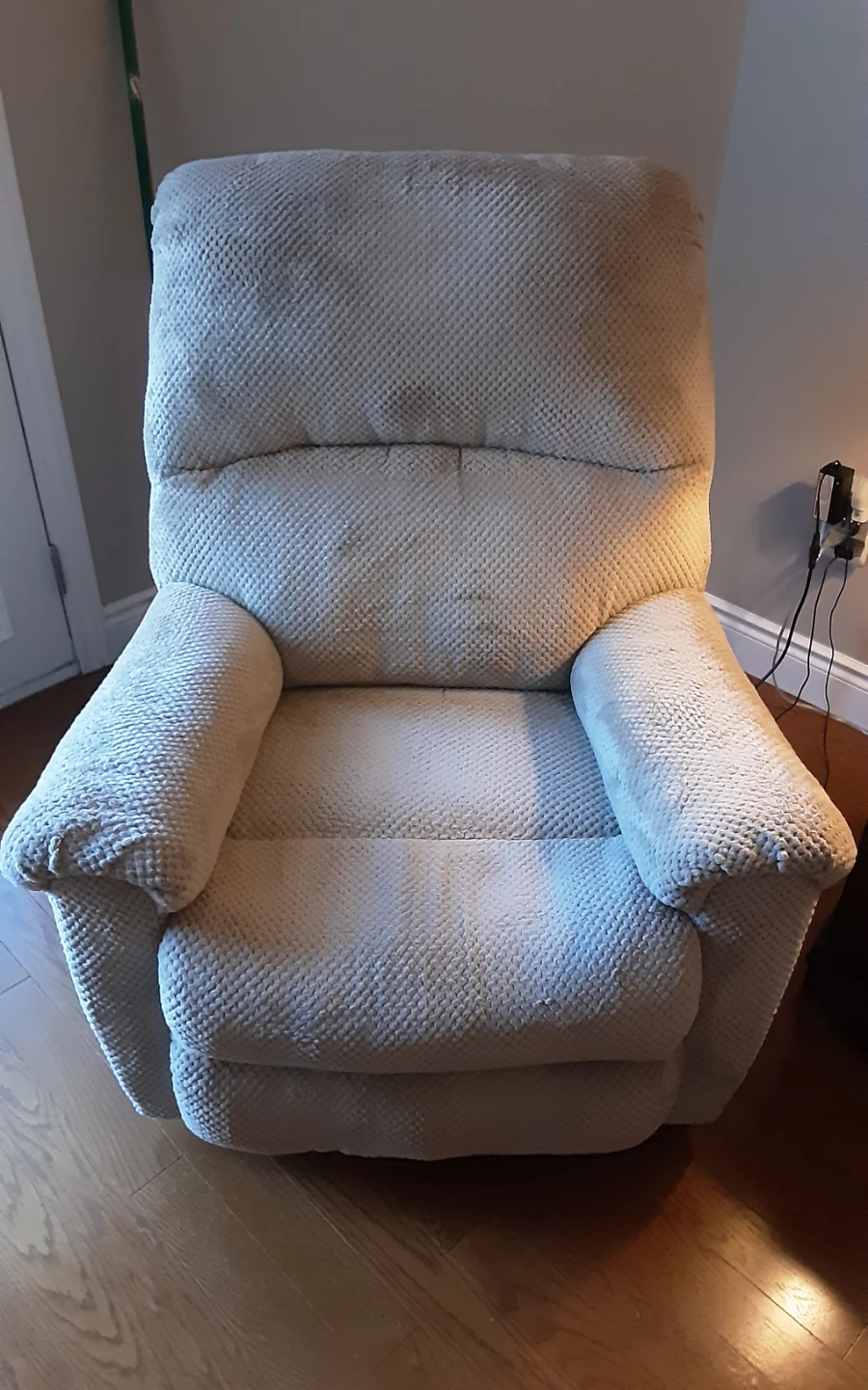 Cream Upholstered Recliner Chair