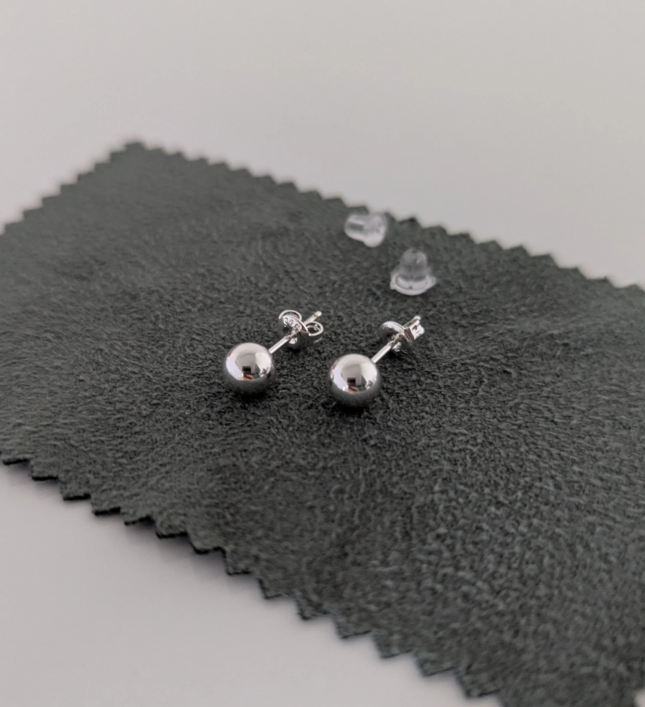 Classic 6mm Silver Ball Stud Earrings (925 Sterling Silver) - photo 3