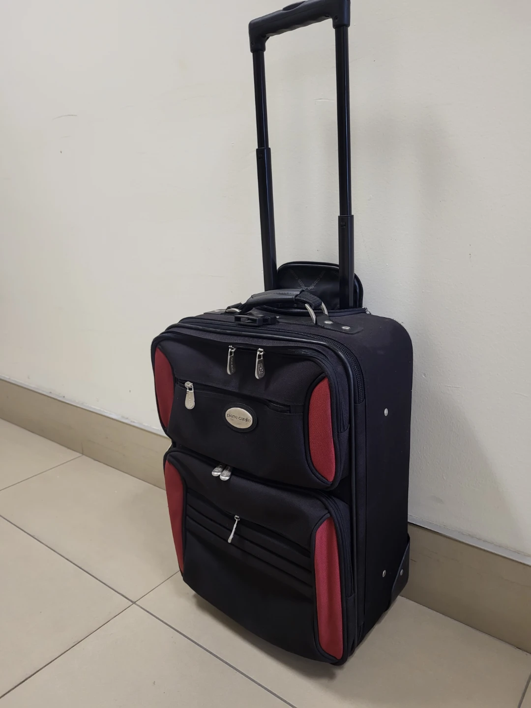 Pierre Cardin Rolling Carry-On Luggage – Black & Red
