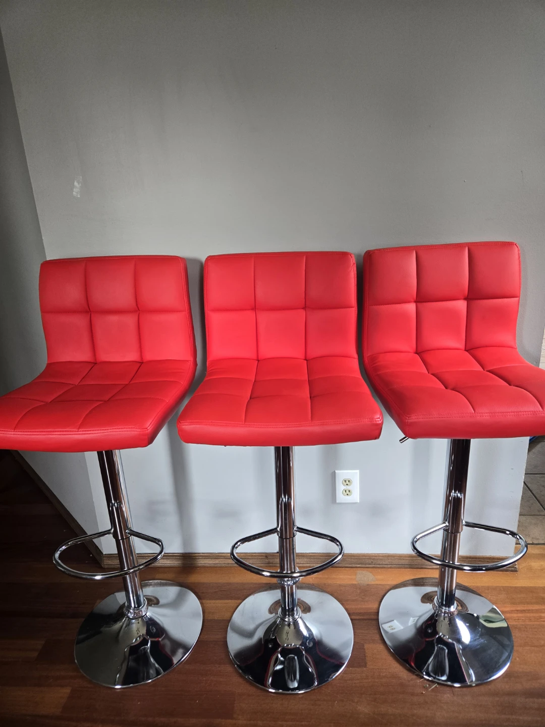 Red Bar Stools (Set of 3)