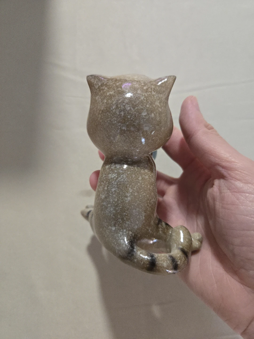 Ceramic Cat Figurine with Blue Polka Dot Ball, gift - photo 3