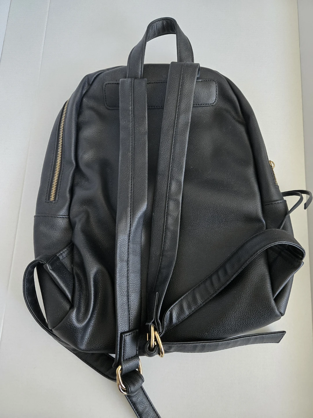 Black Faux Leather Backpack - photo 2