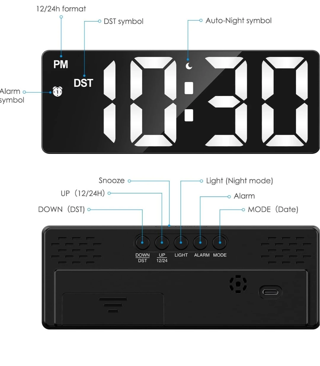 LED Digital Alarm Clock - photo 2