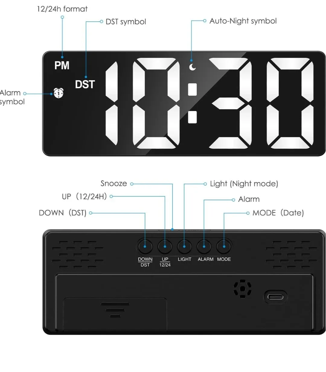 LED Digital Alarm Clock - photo 2