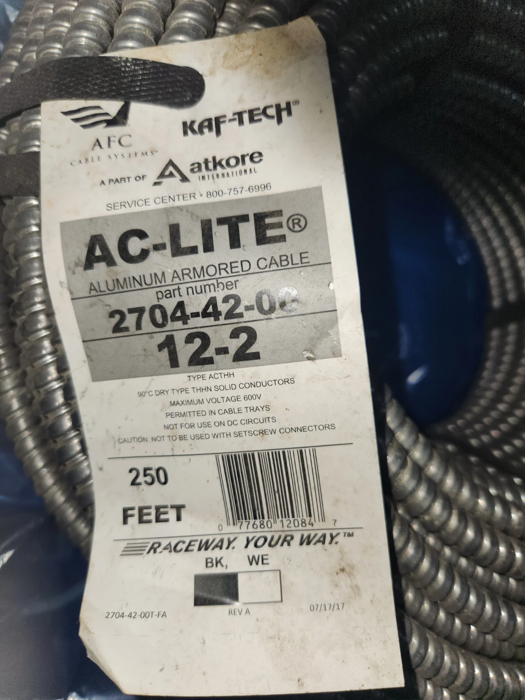 AFC AC-Lite Aluminum Armored Cable 250ft
