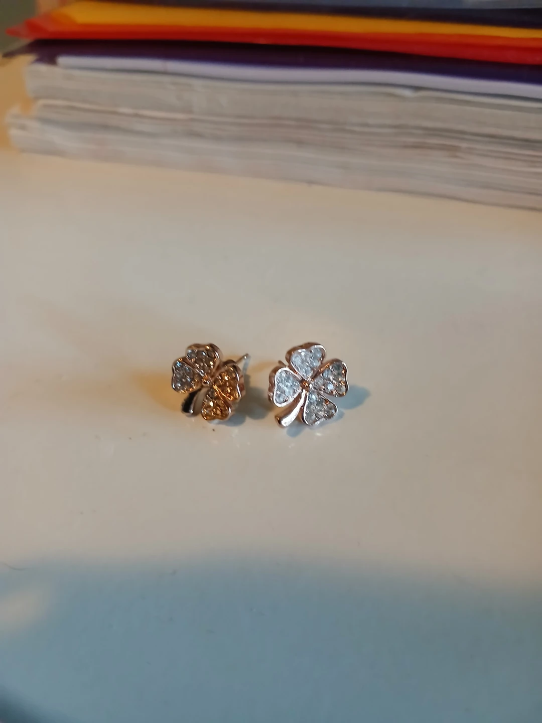 Rose Glod Plated Clover Stud Earrings