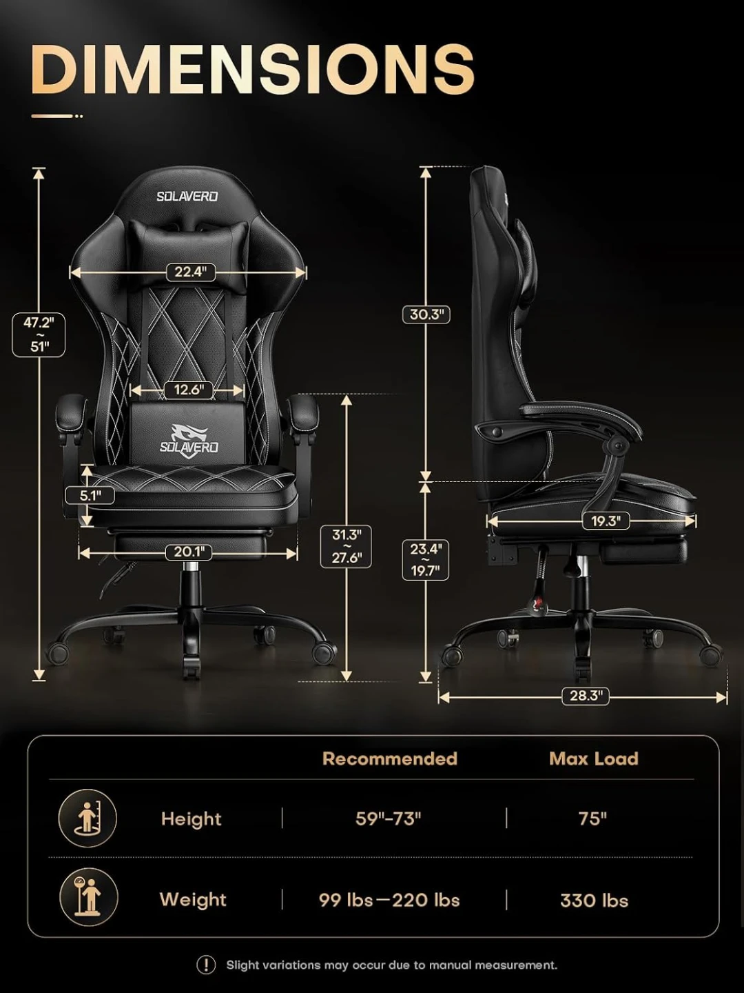 BNIB - SOLAVERO Gaming Chair with Lumbar Support - photo 2