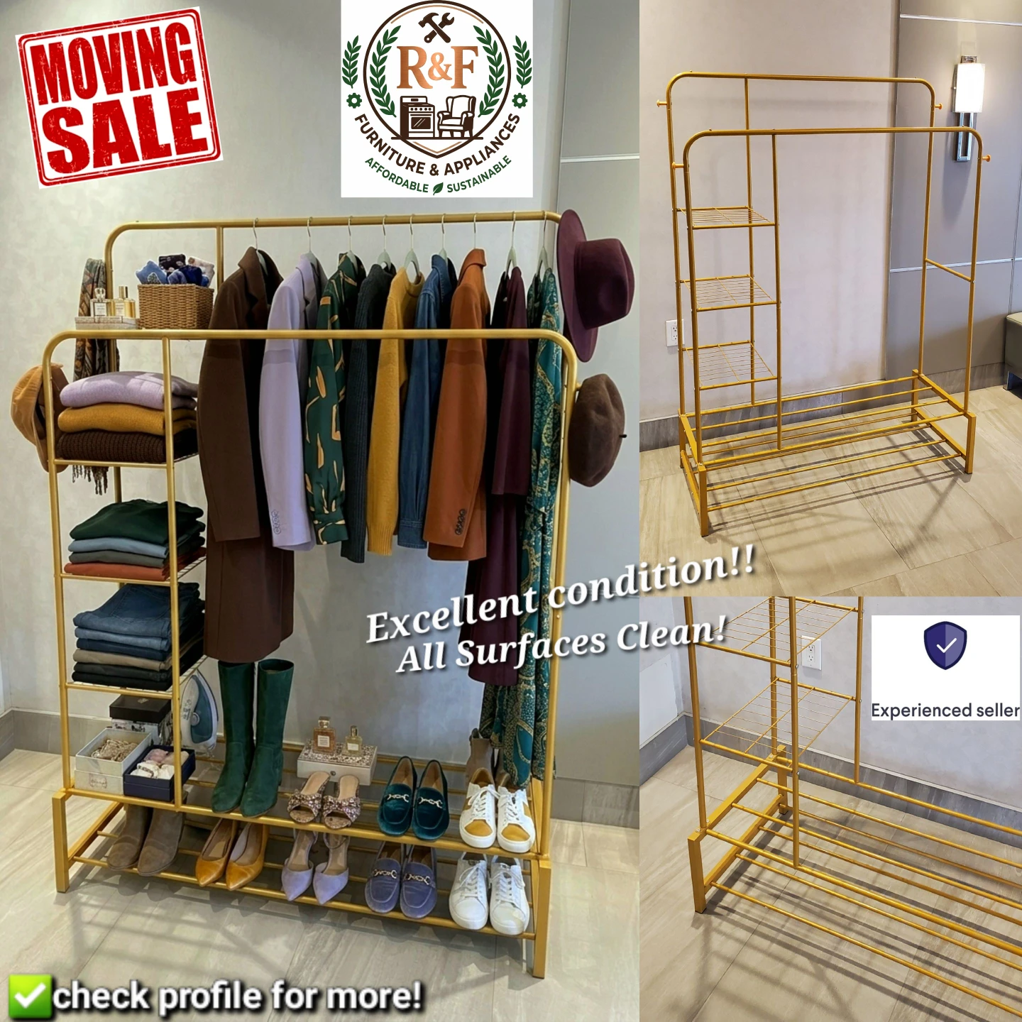 ✴️ Metal Clothing Garment Rack with Shelves/Storage