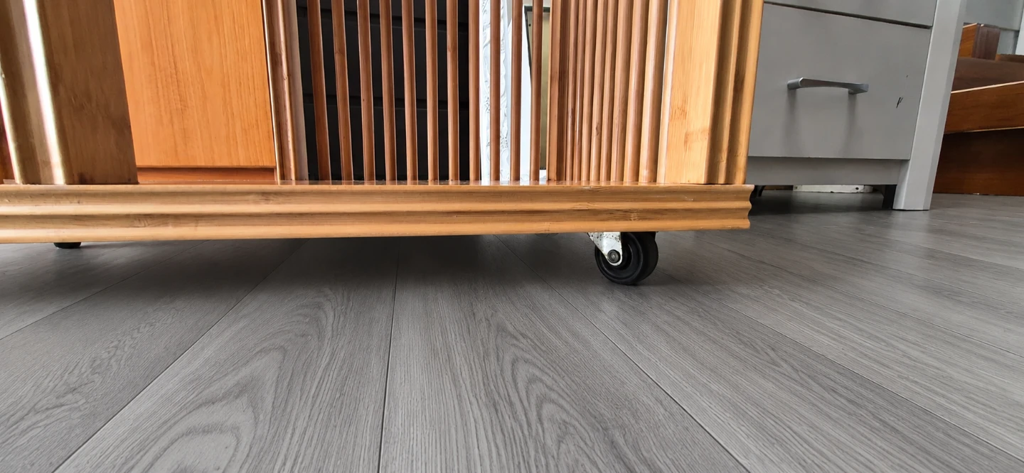 Wooden Side Table with Wheels - photo 2