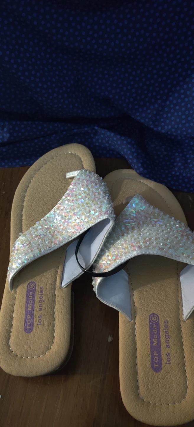 Top Moda Los Angeles Sequin Flip Flops - Size 6