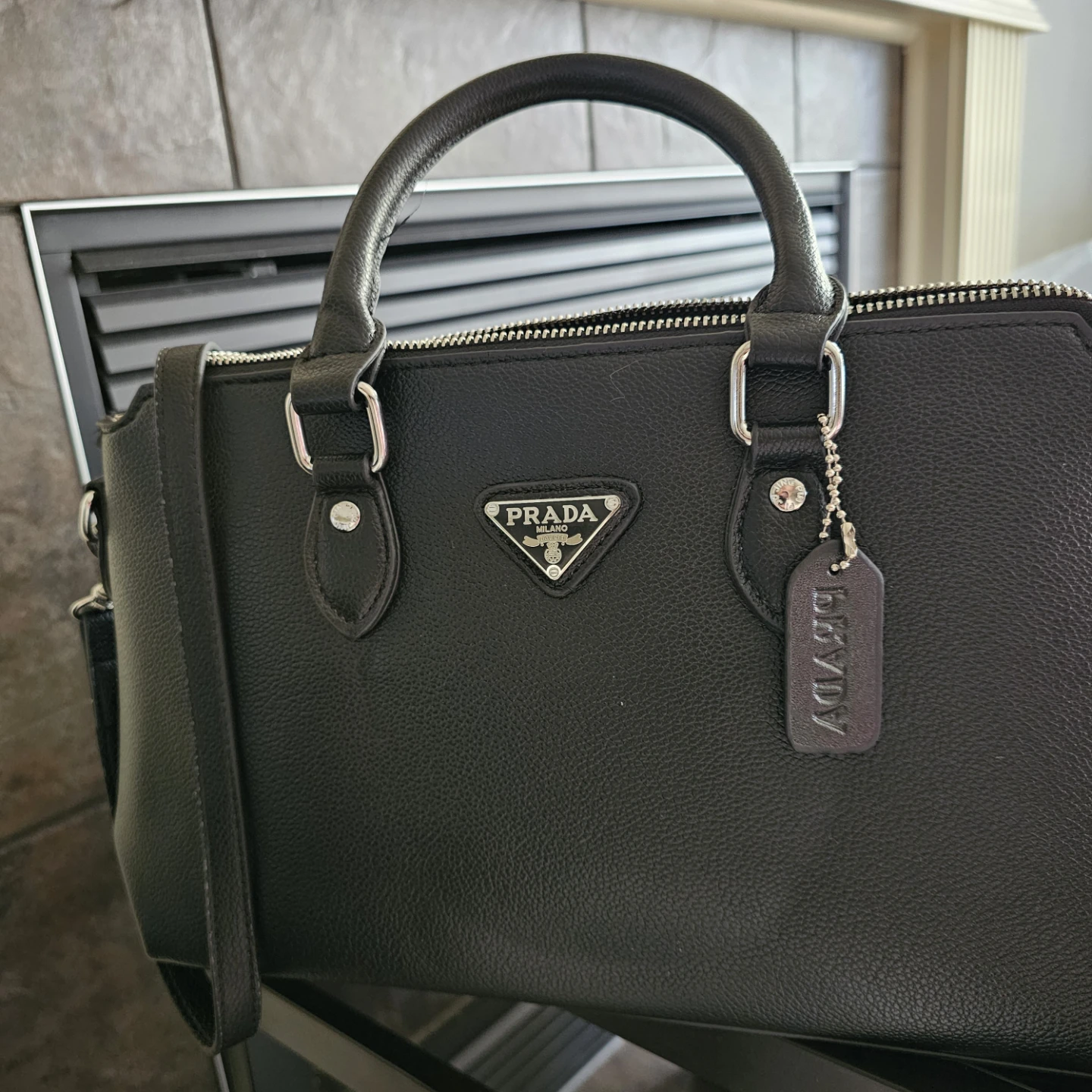 Prada Black Leather Top Handle Bag - photo 3