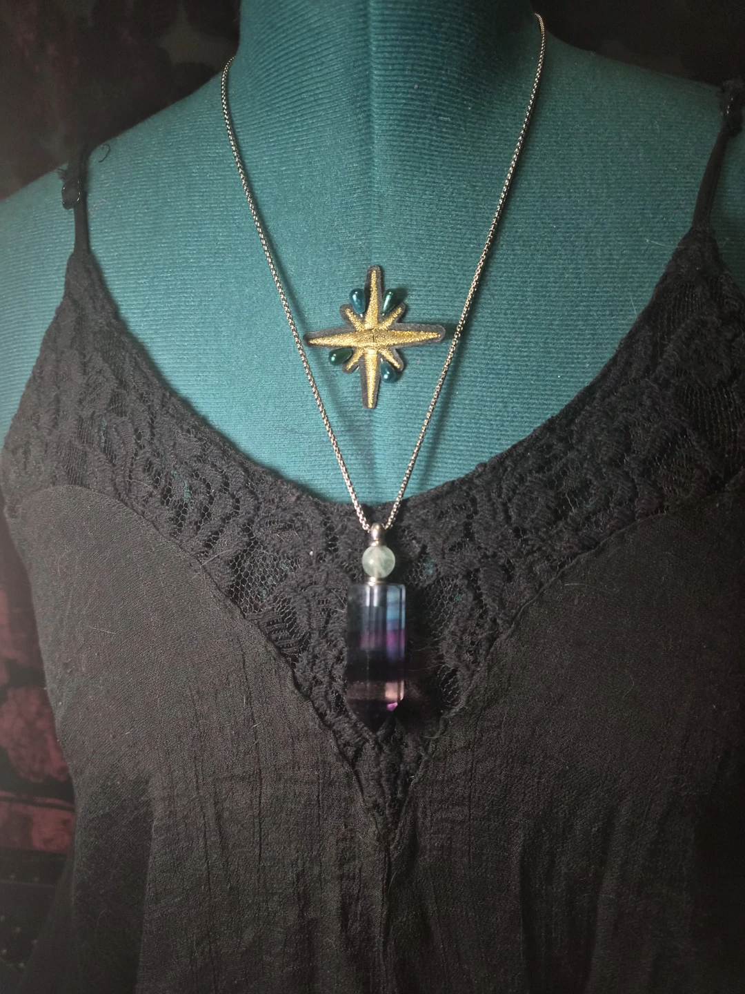 Fluorite perfume bottle necklace - photo 2