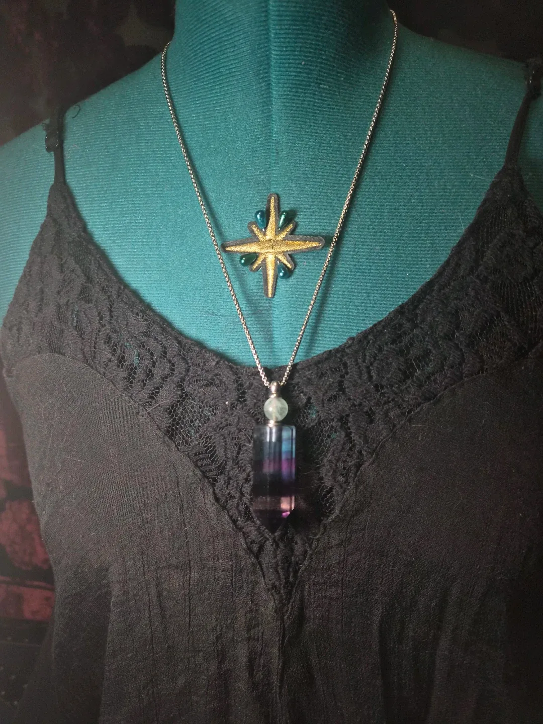 Fluorite perfume bottle necklace - photo 2