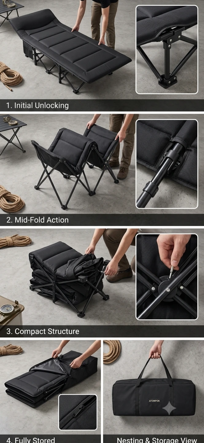 ATORPOK Camping Cot with Pad and Pillow - photo 2