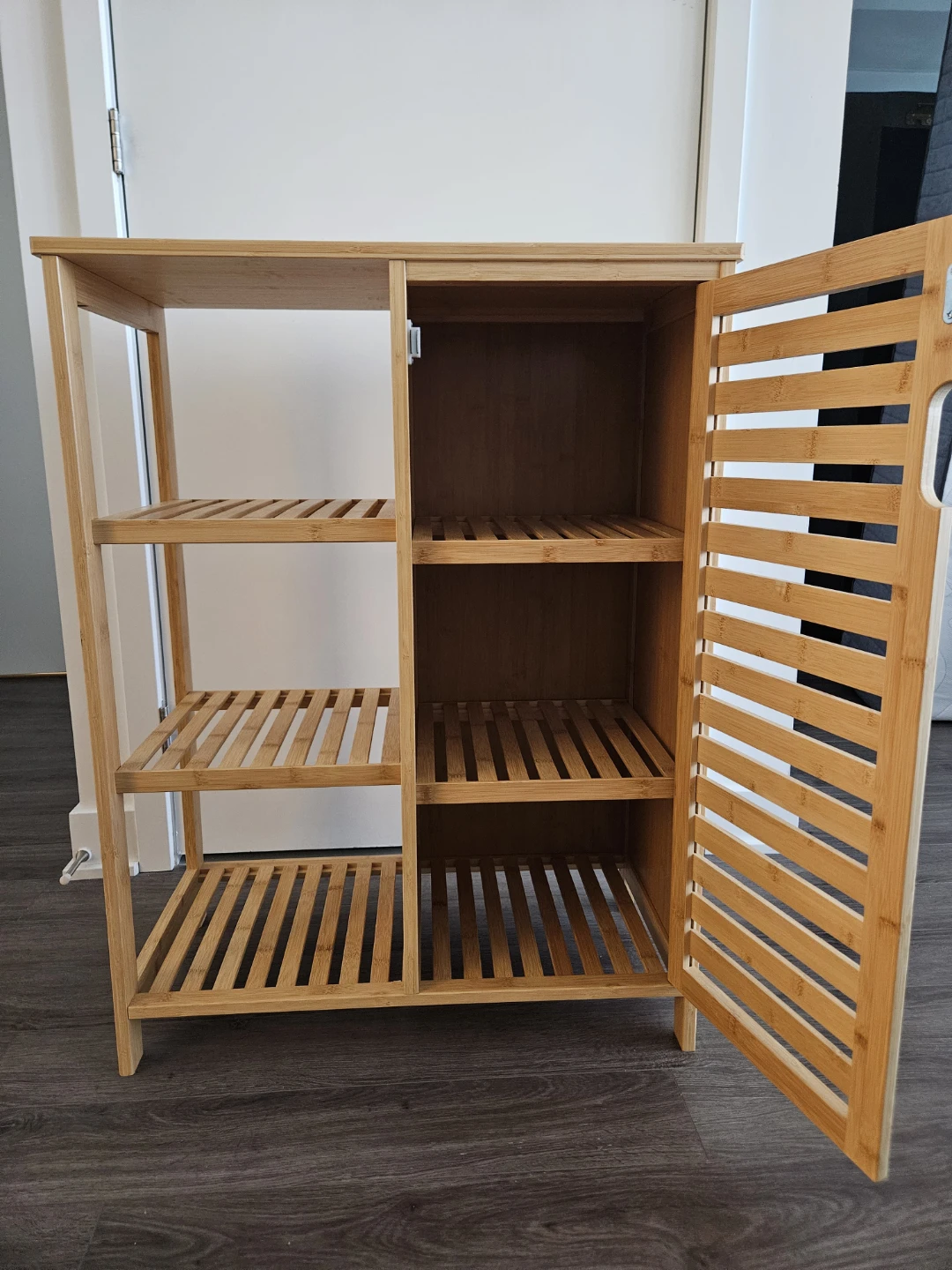 Bamboo Storage Cabinet with Door and Shelves - photo 2