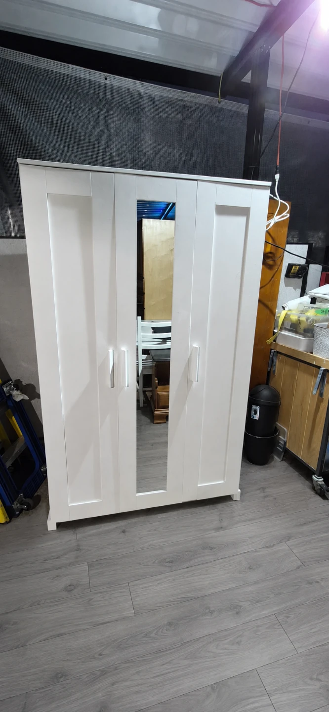 White 3-Door Wardrobe with Mirrors