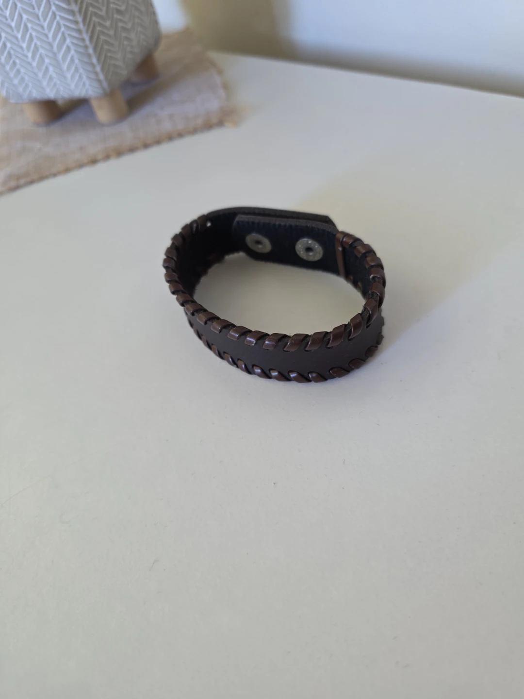 Brown Faux Leather Woven Cuff Bracelet - photo 3