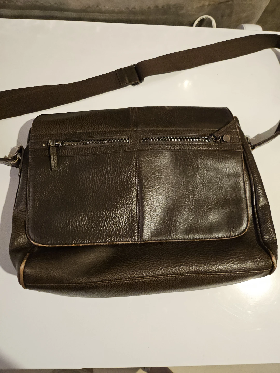 Branded Brown Leather Messenger Bag - photo 2