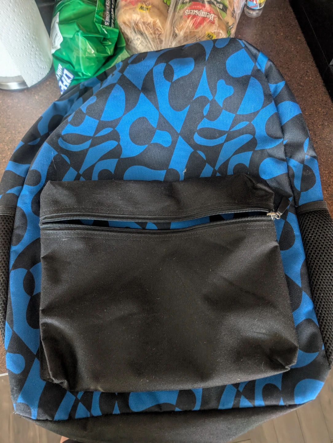 Blue and Black Pattern Backpack