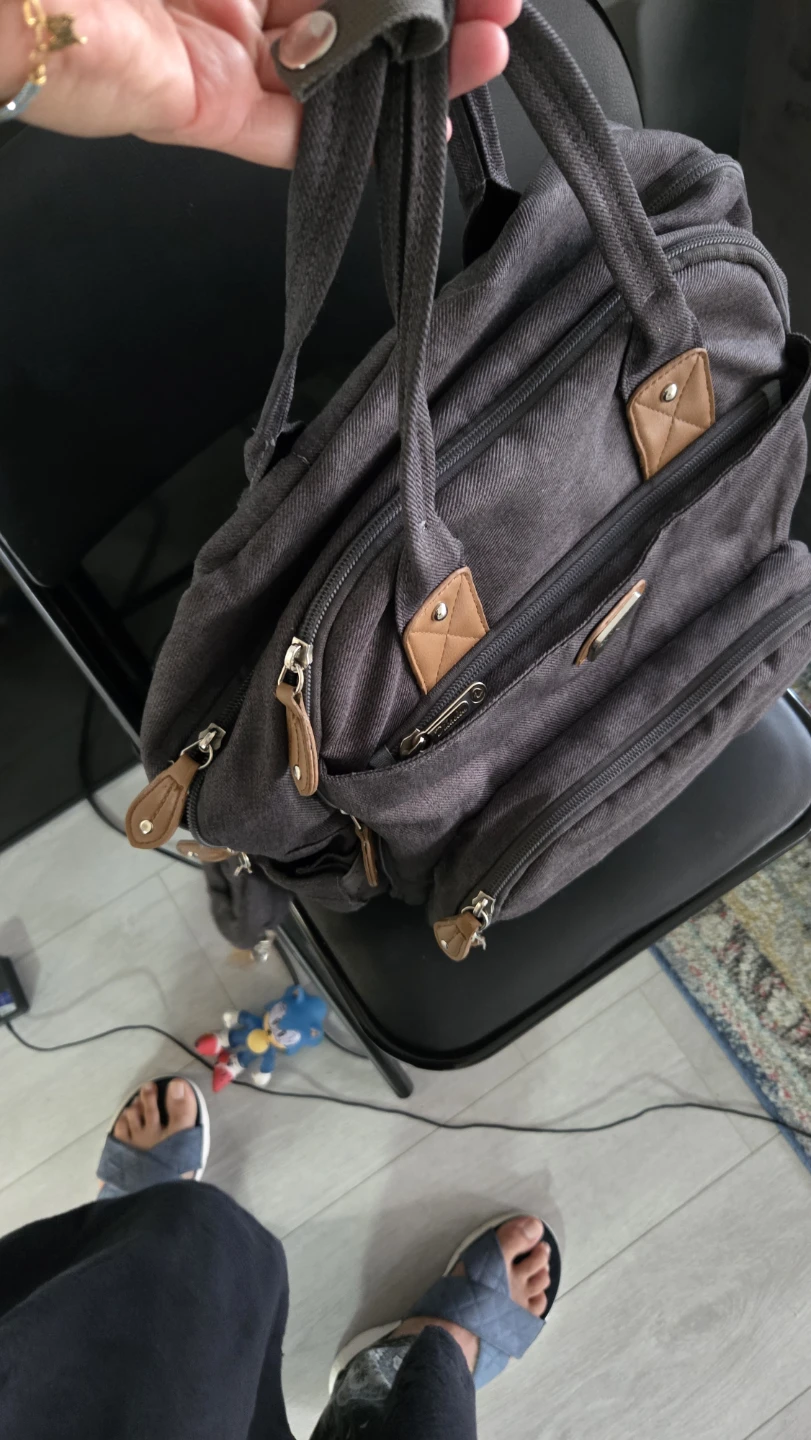 Grey Canvas Backpack Diaper Bag - photo 4