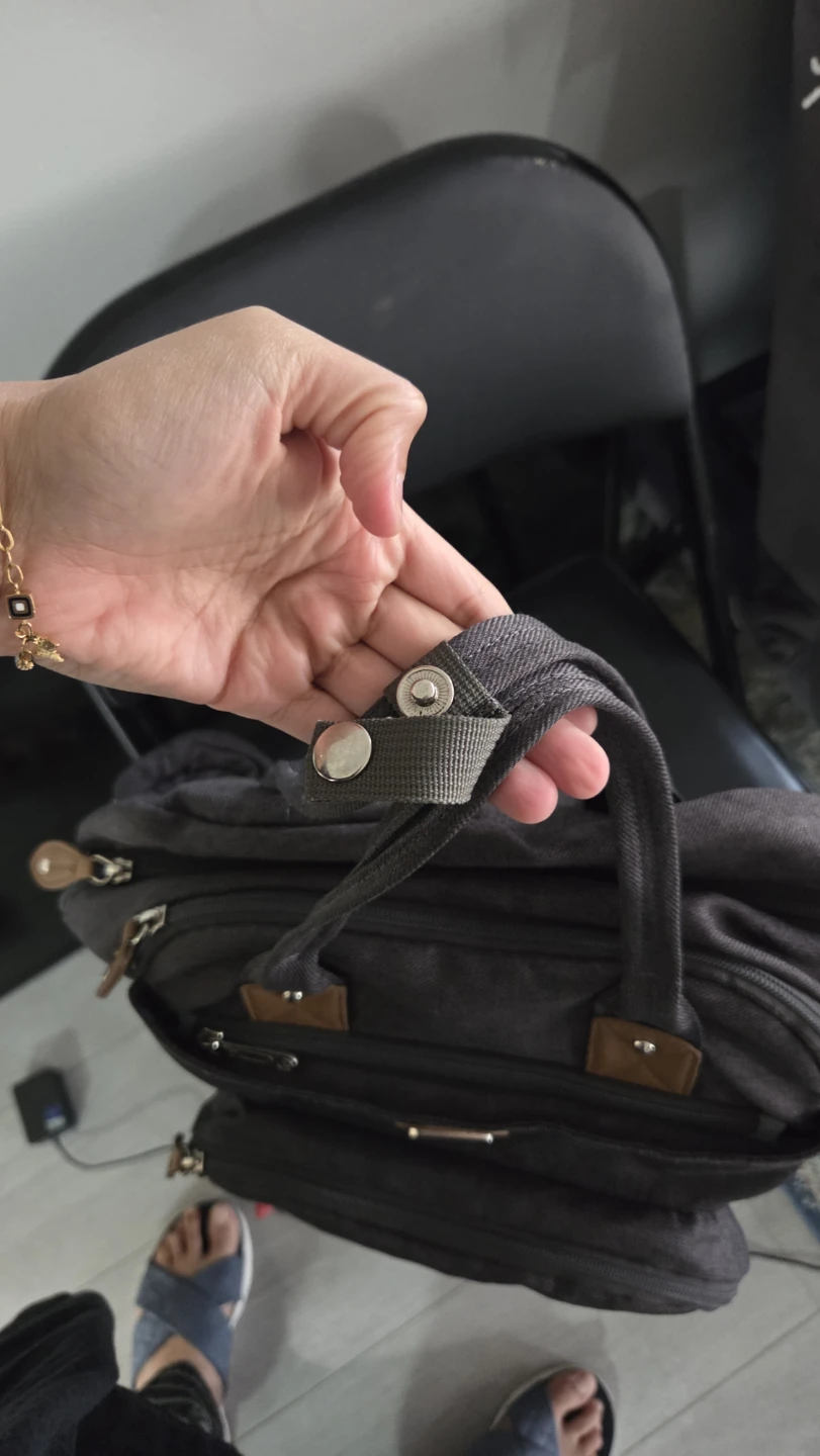 Grey Canvas Backpack Diaper Bag - photo 5