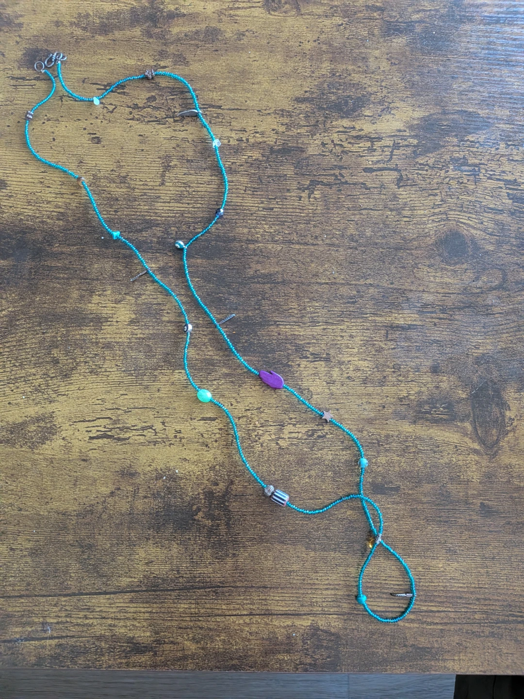 Turquoise Beaded Necklace with Charms - photo 5