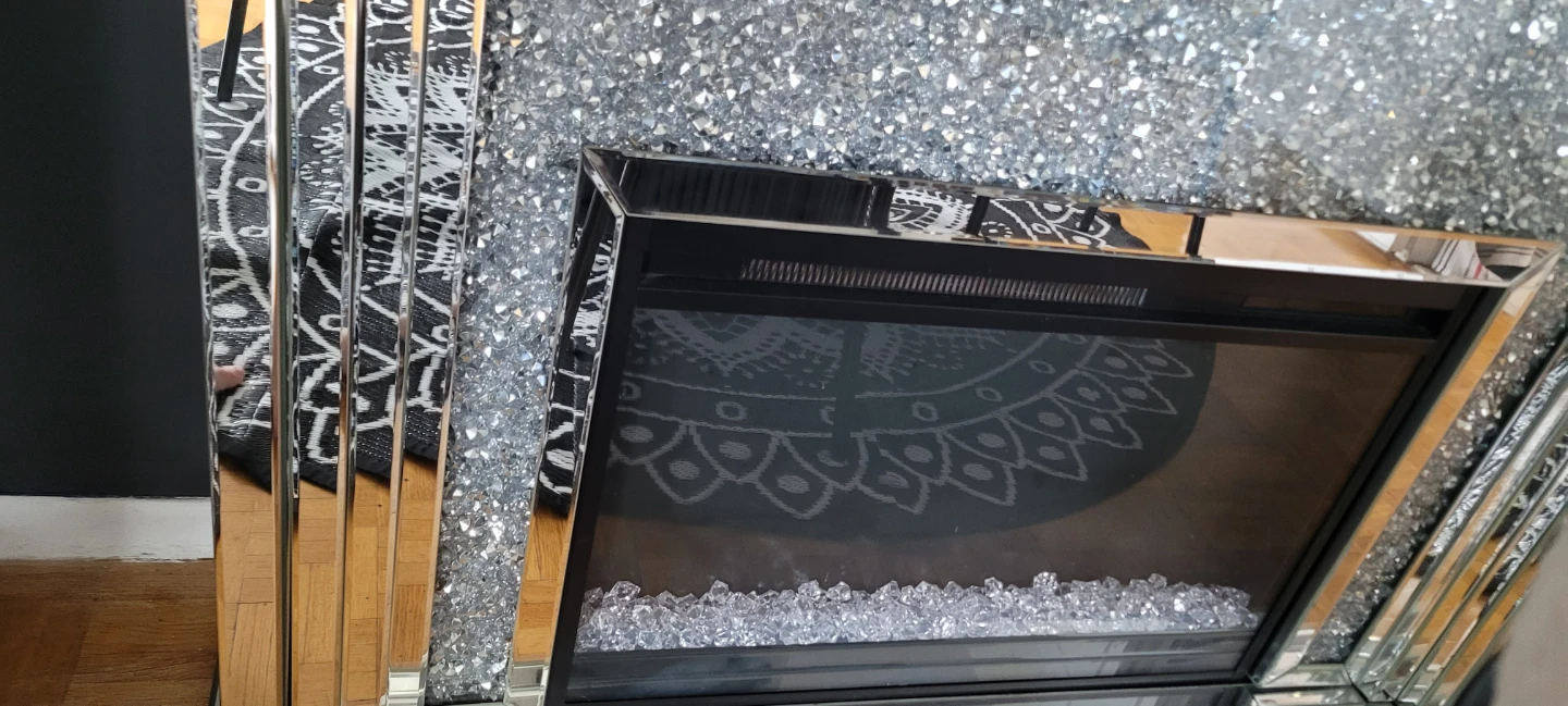 Crushed Diamond Mirror Fireplace Electric - photo 3