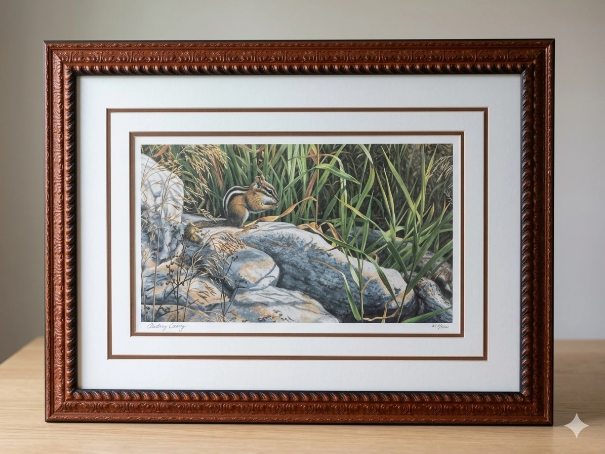 A. Casey Framed Print - Chipmunk Nature Art (1986) - 448/500