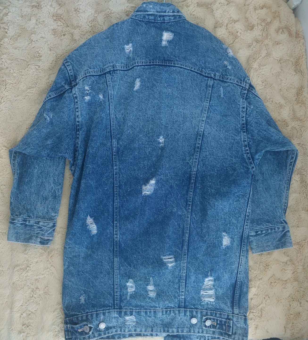 ZARA Distressed Long Jean Jacket - photo 3