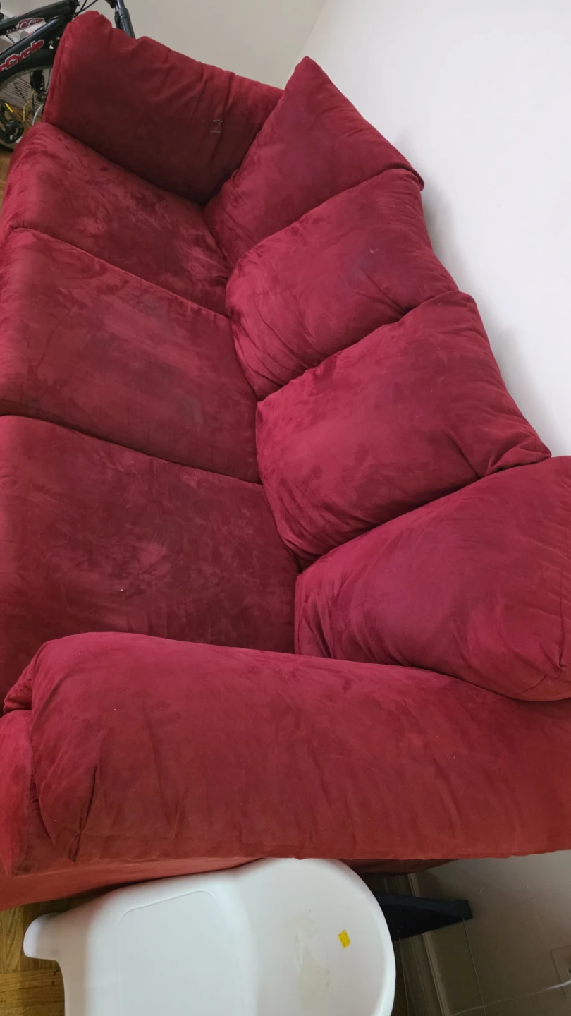 Dark Red Plush Floor Sofa