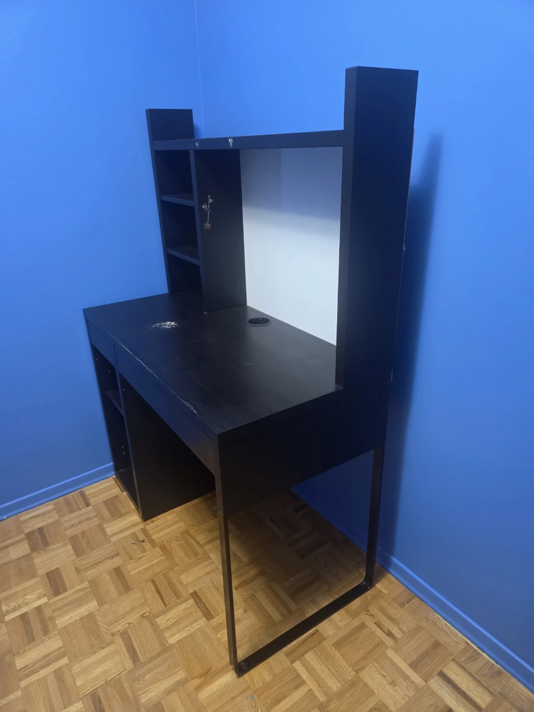 Black Computer Desk with Hutch Shelves and Magnetic white board - photo 2