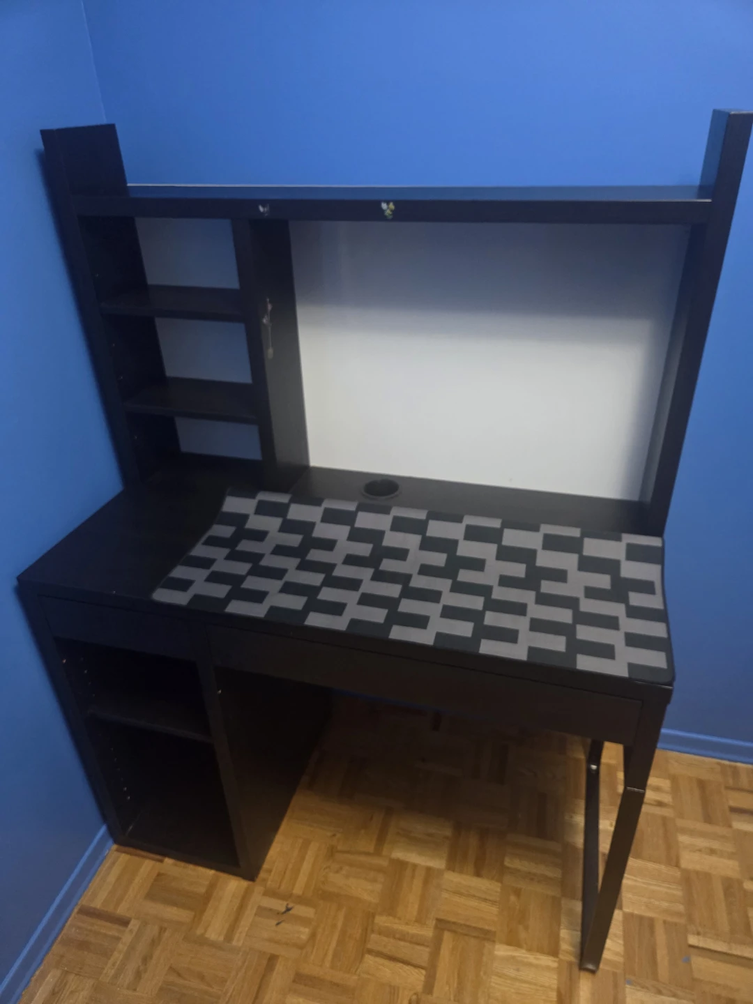 Black Computer Desk with Hutch Shelves and Magnetic white board - photo 5