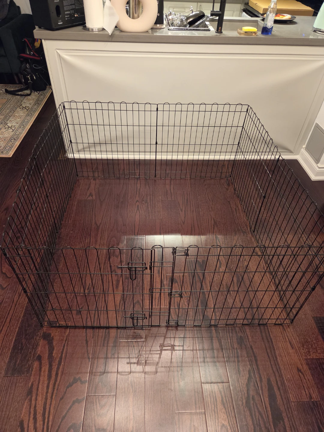 Black Metal Exercise Pet Pen with Door