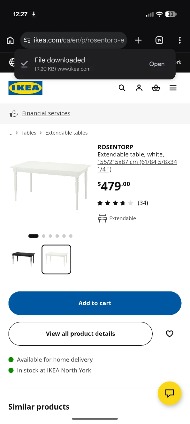 IKEA ROSENTORP Extendable Dining Table - White - photo 2