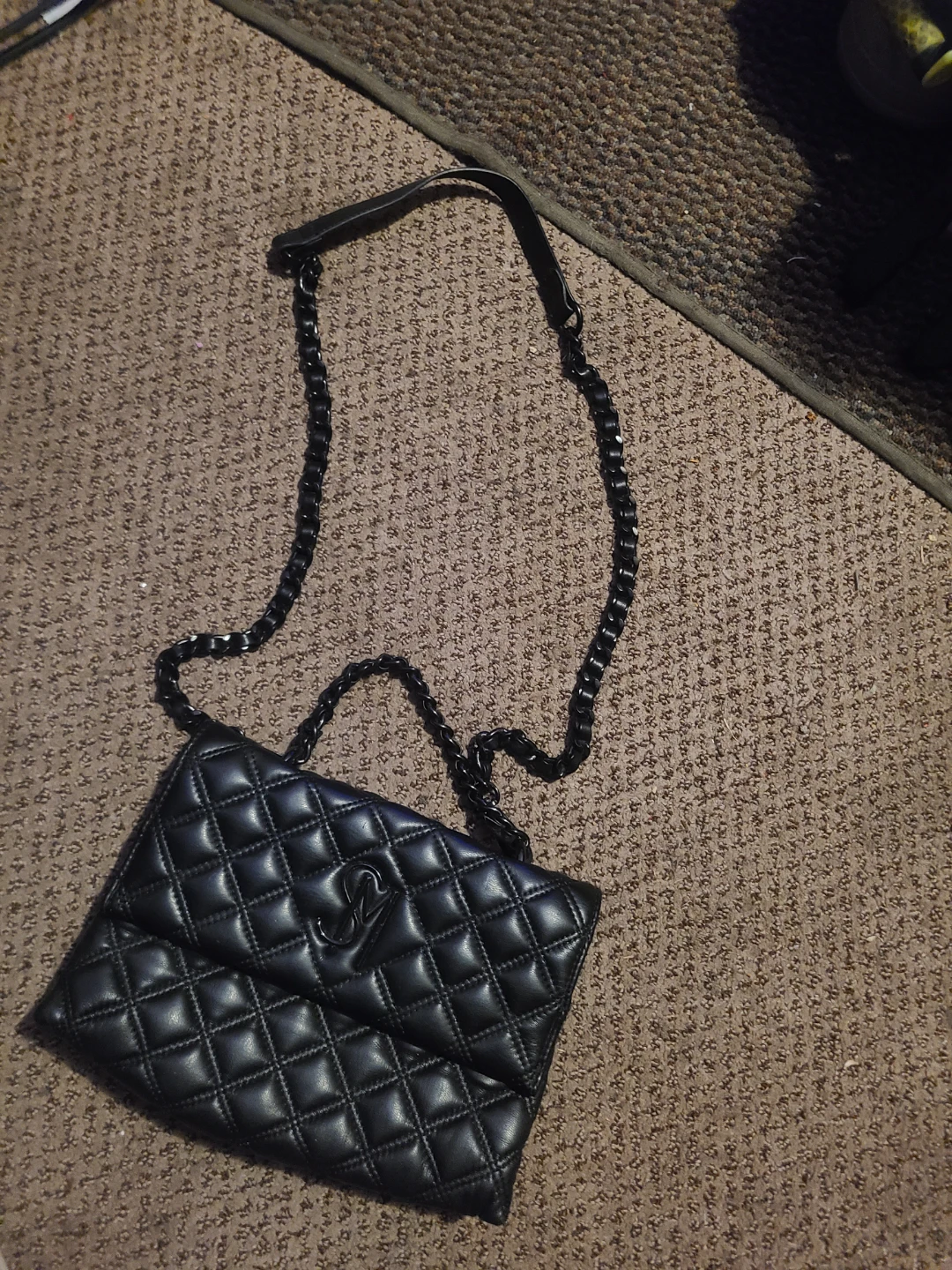 Steve Madden Black Quilted Chain Strap Purse